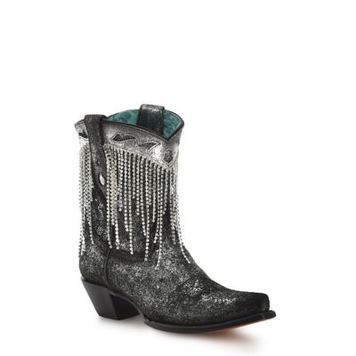 Corral Women's Crystals Fringe Snip Toe Ankle Boot