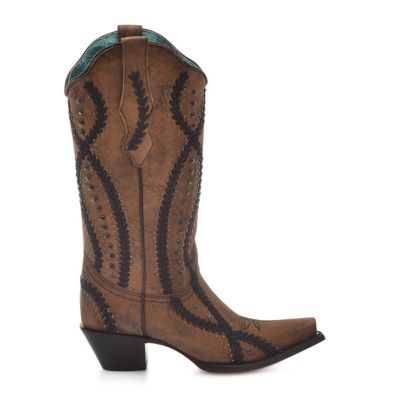 Image showing 1 th Corral Women's Embroidery with Crystals and Studs Snip Toe Cowgirl Boots