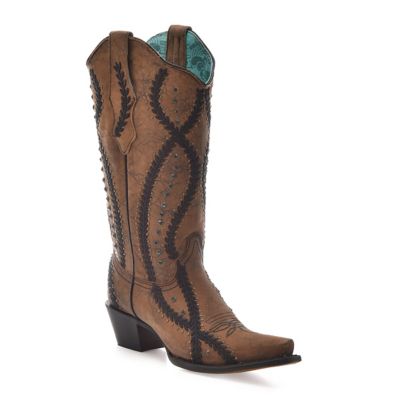 Corral Women's Embroidery with Crystals and Studs Snip Toe Cowgirl Boots