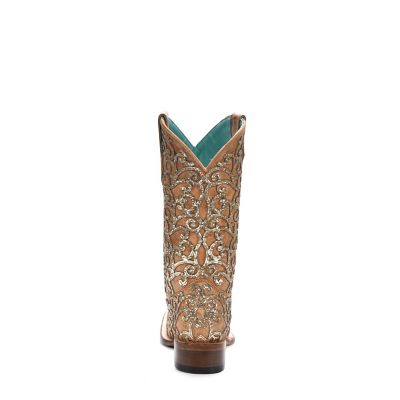 Image showing  Teen Glitter Inlay and Embroidery Square Toe Cowgirl Boot