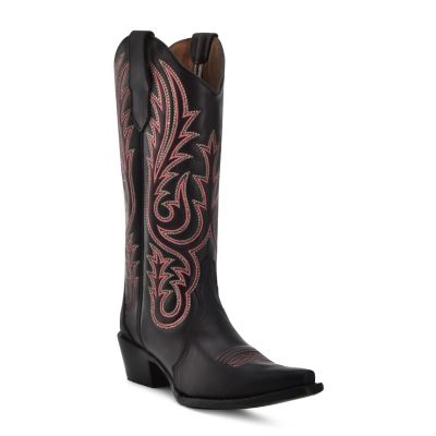 Circle G Women's 11 in. Square Toe Floral Embroidery Cowhide