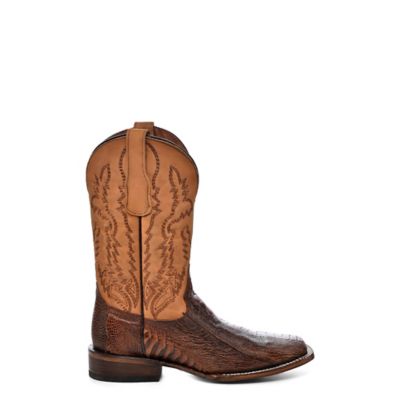Image showing  Men's Ostrich Leg Embroidery Wide Square Toe Boot