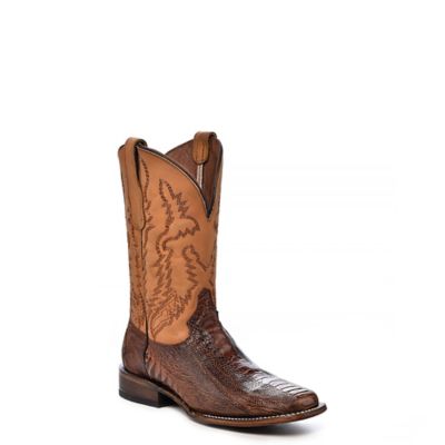 Circle G Men's Ostrich Leg Embroidery Wide Square Toe Boot