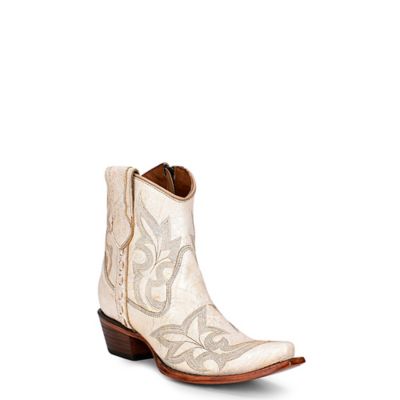 Circle G Women's Embroidery and Zipper Snip Toe Ankle Boot