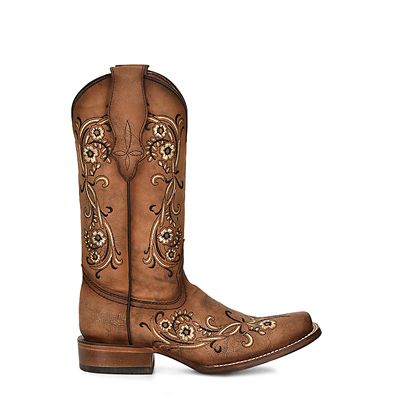 Image showing  Women's Floral Embroidery Square Toe Cowgirl Boots