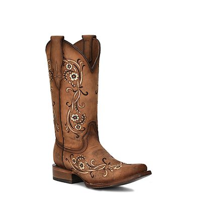Circle G Women's Floral Embroidery Square Toe Cowgirl Boots
