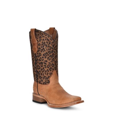 Circle G Teens Leopard Print Shaft Square Toe Boot