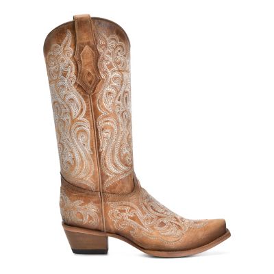 Image showing 1 th Corral Women's Luminescent Embroidery Crackled Straw Snip Toe Cowgirl Boot