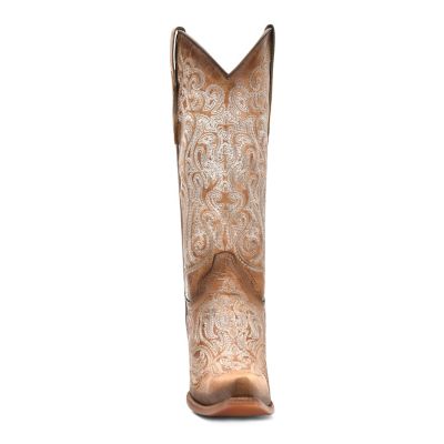 Image showing 2 th Corral Women's Luminescent Embroidery Crackled Straw Snip Toe Cowgirl Boot
