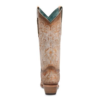 Image showing 3 th Corral Women's Luminescent Embroidery Crackled Straw Snip Toe Cowgirl Boot