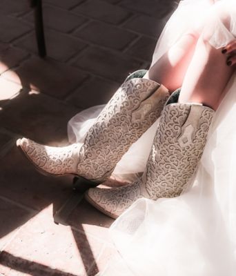 Image showing  Women's Glitter Overlay and Embroidery Triad Snip Toe Cowgirl Boot