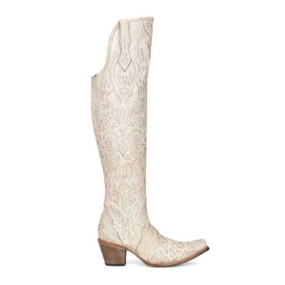 Corral Women's Glitter Overlay and Embroidery Tall Top Snip Toe Cowgirl Boots