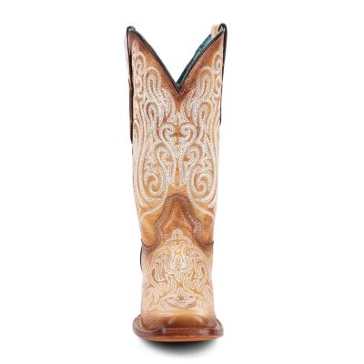 Image showing  Women's Luminescent Embroidery Straw Snip Toe Cowgirl Boot