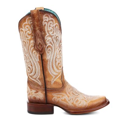 Corral Women's Luminescent Embroidery Straw Snip Toe Cowgirl Boot