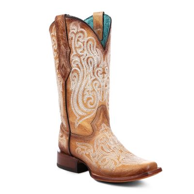 Corral Women's Luminescent Embroidery Straw Snip Toe Cowgirl Boot