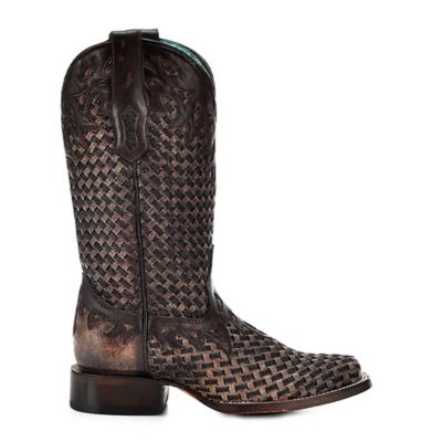 Image showing  Women's Glitter Woven Overlay Square Toe Cowgirl Boots