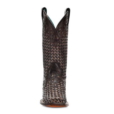 Image showing  Women's Glitter Woven Overlay Square Toe Cowgirl Boots