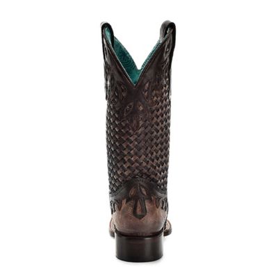 Image showing  Women's Glitter Woven Overlay Square Toe Cowgirl Boots