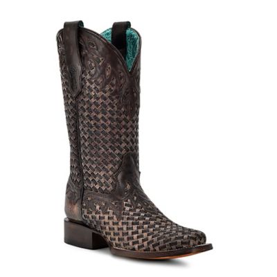Corral Women's Glitter Woven Overlay Square Toe Cowgirl Boots