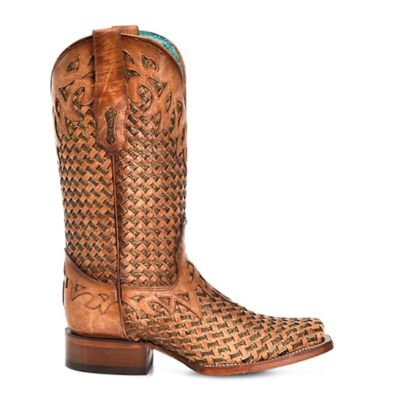 Image showing  Women's Glitter Woven Overlay Square Toe Cowgirl Boots