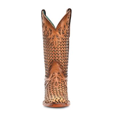 Image showing  Women's Glitter Woven Overlay Square Toe Cowgirl Boots