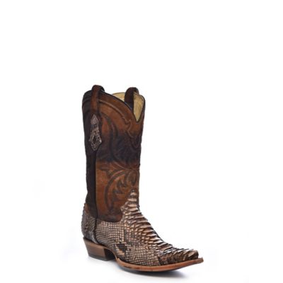 Corral Men's Embroidery Lamb Shaft Genuine Python Vamp Snip Toe Cowboy Boots