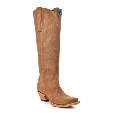 Image showing  Women's Embroidery Suede Tall Top Snip Toe Cowgirl Boot