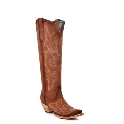Image showing  Women's Embroidery Suede Tall Top Snip Toe Cowgirl Boot