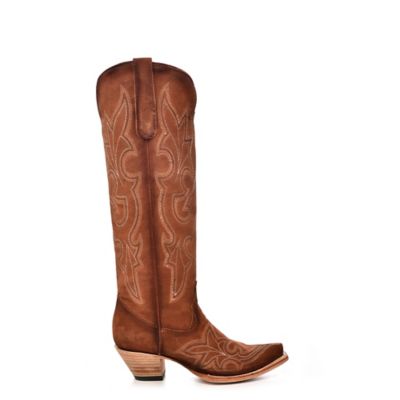 Image showing  Women's Embroidery Suede Tall Top Snip Toe Cowgirl Boot