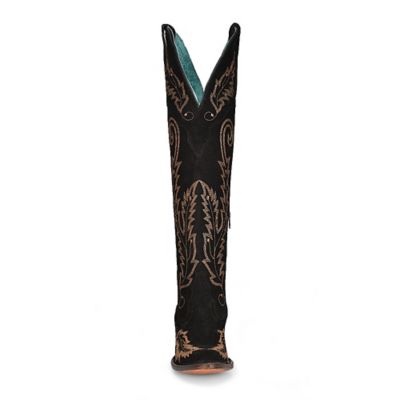 Image showing  Women's Embroidery Suede Tall Top J Toe Cowgirl Boots