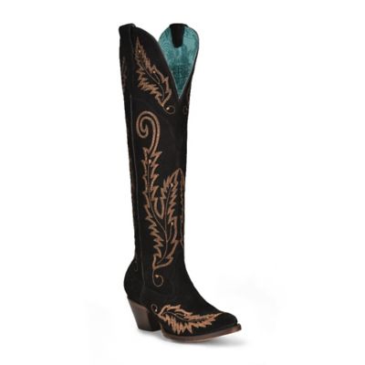 Image showing  Women's Embroidery Suede Tall Top J Toe Cowgirl Boots