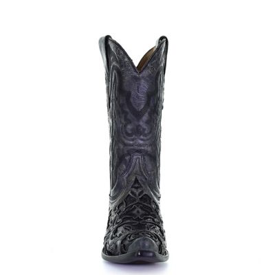 Image showing  Men's Alligator Inlay and Embroidery Snip Toe Cowboy Boots