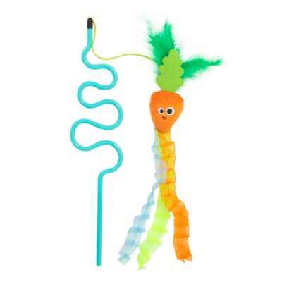 Image showing  Cute Carrot Ribbon Wand Cat Toy