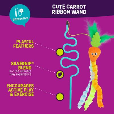 Image showing  Cute Carrot Ribbon Wand Cat Toy