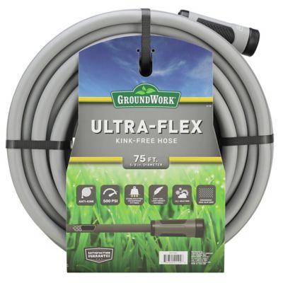 GroundWork 5/8 in. x 75 ft. Ultra-Flex Kink-Free Garden Hose, 500 PSI, Gray