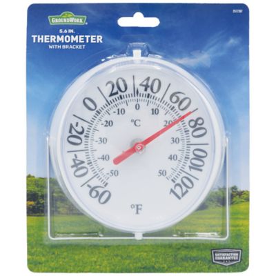Image showing 1 th GroundWork 5.6 in. Round Wall Thermometer with Bracket