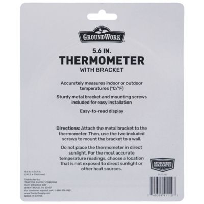 Image showing 2 th GroundWork 5.6 in. Round Wall Thermometer with Bracket