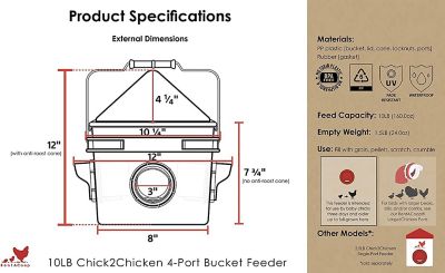 Image showing  10 lb. Chick2Chicken Medium Port Chicken Feeder