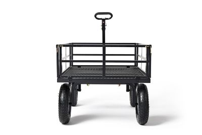 Image showing  12 cu. ft. 1,200 lb. Capacity Dual Handle Steel Garden Cart, Pull/Tow