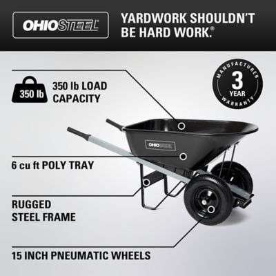Image showing  6 cu. ft. Poly Wheelbarrow, 350 lb. Capacity