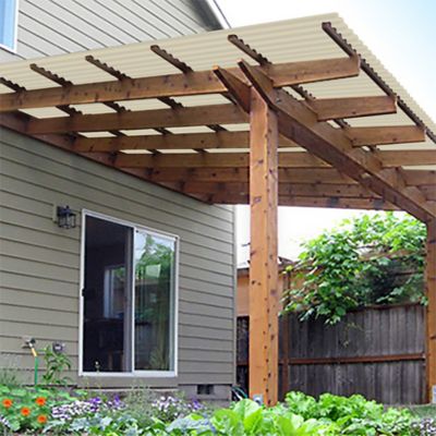 Image showing  Corrugated Polycarbonate Roofing Panel, 22 sq. ft., Beige