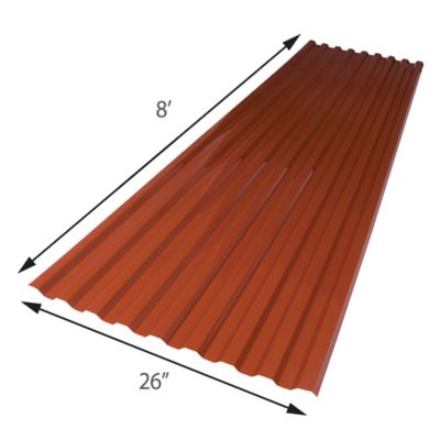 Image showing  .032in. Red Brick 26x96in. Polycarbonate Roof Panel