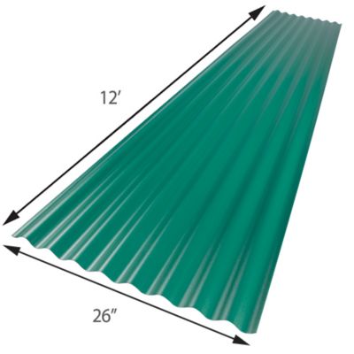 Image showing  .063in. Rain Forrest Green 26x144in. Corrugated Foam Polycarbonate Sheet