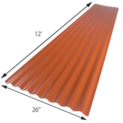 Image showing  .063in. Red Brick 26 x 144in. Corrugated Foam Polycarbonate Sheet
