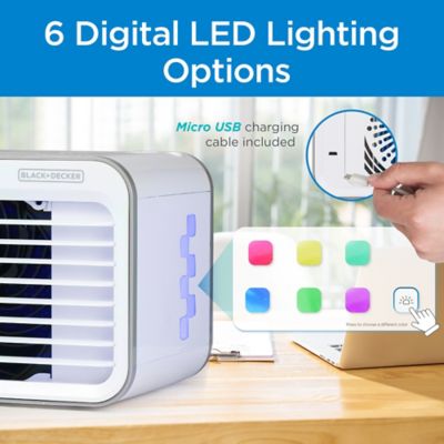 Image showing  5.9 in. 3-Speed Portable USB-Powered Desktop Evaporative Air Cooler with Fan, White/Gray