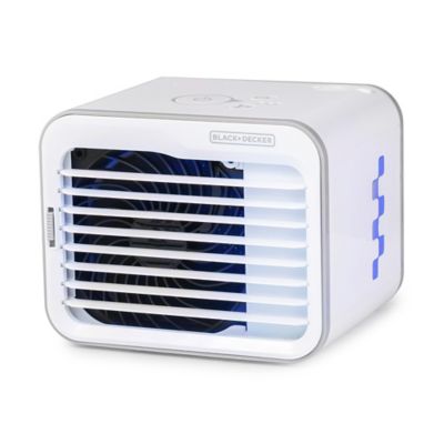 Image showing 7 th Black & Decker 5.9 in. 3-Speed Portable USB-Powered Desktop Evaporative Air Cooler with Fan, White/Gray