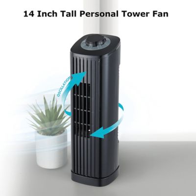 Image showing  14 in. 3-Speed Portable Ultra-Slim Desktop Oscillating Tower Fan, Black