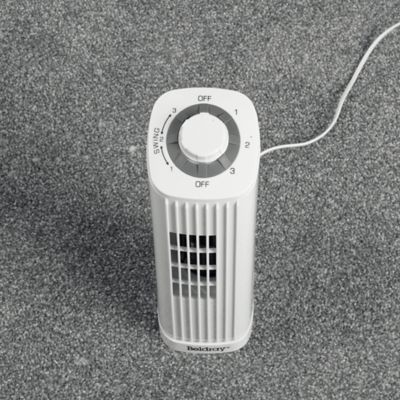 Image showing  14 in. 3-Speed Portable Ultra-Slim Desktop Oscillating Tower Fan, White