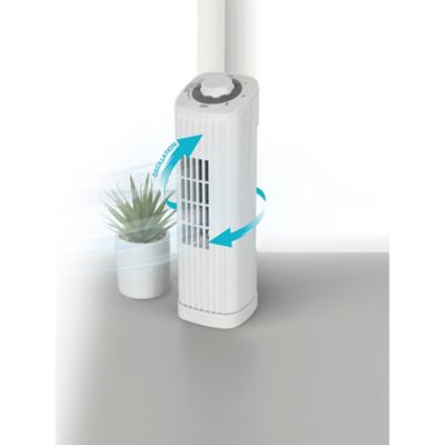 Image showing  14 in. 3-Speed Portable Ultra-Slim Desktop Oscillating Tower Fan, White