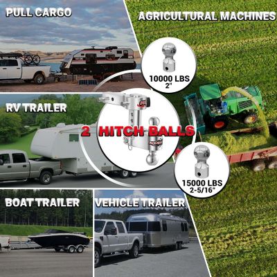 Image showing 5 th Aluma-Tow Uriah Products 2 in. Receiver 15,000 lb. Capacity Interchangeable Hitch Mount, 360 Degree Rotation, Chrome